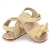 First Walkers 2022 Brand Cute Born Baby Baby Girls Bowknot Princess Shoes Toddler Summer Sandals PU Non-Slip Rubber Grootte 0-18m