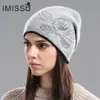 Beanie / Skull Caps IMISSU Cappelli invernali da donna Gorros per donna in lana lavorata a maglia Berretto casual con motivo floreale Gorros Cappello spesso caldo T221020