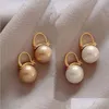 Hoop Huggie Fashion Minimalist Irregar Hoop Pearl Dangle Earrings Vintage Freshwater Pearls For Women Fine Jewelry Drop Delivery 20 Dhwlo