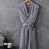 Mäns Sleepwear Towel Fleece Men's Robe Kimono Bomull Långt tjock ärm hemkläder Autumn Winter Nightgown Solid Color Mens Bathrobes