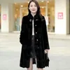 Femmes fourrure longue Faux manteau femme vêtements vison haute qualité luxe hiver veste femmes 2022 mince hauts à la mode en peluche noir Parkas