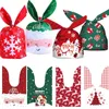 Enveloppe cadeau 10 / 20pcs Ear Christmas Candy Sacs Plastic Carton Santa Claus Snowman For Noël Cookies Gifts Packing Supply