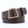 Belts 2022 Designer Hip Hop Women's Gold Buckle Black White Red Brown PU Leather Waist Strap Waistband For Ladies Jeans