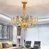 Lampadari Lampadario di cristallo a candela di lusso per soggiorno Lampada moderna in oro Decorazioni per la casa Apparecchio di illuminazione a catena