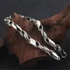 Katı 925 Sterling Gümüş Bağlantı Zinciri Bilezikler Twisted Halat Dokuları Antik Vintage Punk El Yapımı Moda Lüks Takı Aksesuarları Hediyeler