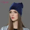 Bonnet / Skull Caps LILIYABAIHE Femmes Automne Et Chapeau D'hiver Dames Chat Filles Chapeaux Pour Femmes Skullies Bonnets Fluff Caps la décoration la plus populaire T221020