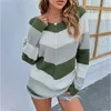 Kadın Sweaters 2022 Sonbahar Kış Kadın Kazak Yeşil Örgü Sweater Büyük Boy Gevşek Jumper Vintage Colorblock Sweaters Kadınlar için J220915