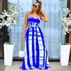 Casual Dresses Chic Hollow Out Backless Sexy Women Summer Maxi Dress Sleeveless Halter Color Striped Print Club Party Vestidos Robe Femme