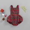 Barboteuses Mon Premier Noël Nouveau-Né Bébé Fille Sans Manches Barboteuse Rouge À Carreaux Imprimer Tenue Mignonne Combinaison Vêtements Cadeau De Noël J220922