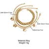발목 여성 여름 금색 여성을위한 여성 여름 금색 나비 다층 체인 발목 팔찌 맨발로 다리 해변 보석에 맨발