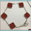 Charmarmband 6 färger mode klassiker 4/fyra bladklöver Bangle Chain Agate Shell Wedding Cjeweler F DHQYH