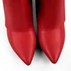 2022 Dameslaarzen mode Tassel puntige teen en kalf hoge hakschoenen opvouwen lederen wig verlengde dubbele vat rechte multi -kleuren laarzen