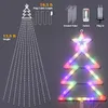 Décorations de Noël en plein air Star String Light 420 LED Cascade étanche Lumières Tree Topper 8 Modes d'éclairage String Yard Patio Garden Party