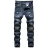 Nostaljik Yırtık Delik Kot İlkbahar Yaz erkek Sıkıntılı Biker Pantolon Moda Ince Kot Pamuk Pantolon Boyutu 28-42 Pantalones