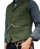 Hommes gilets bleu Royal gilet hommes formel affaires costume à chevrons laine/Tweed cran revers gilet garçons d'honneur pour mariage