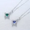 Luxury synthetic sapphire emerald s925 silver snowflake pendant necklace women jewelry fashion sexy collarbone chain exquisite necklace accessories gift