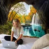 Tapestries Beautiful Cave Waterfall Print Wall Hippie Tapestry Polyester Fabric Home Decor Rug Carpets Hanging Big Couch Blanket