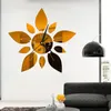 Horloges murales 50cm Pétale Couture Horloge décorative Miroir Autocollant 3D tridimensionnel auto-adhésif sur la décoration de la maison du salon