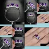 Wedding Rings Wedding Rings Trendy Women Sieraden Charmante paarse ovaal hart Crystal Zirkon Stone Luxe verlovingsfeestje Vingerring DHFVVVVVVVV