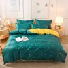 Sängsatser Evich Idyllic Simplicity Grön och Gul King Queen Size Sängkläder Sängset för 3st Sovrumsfodral Hushållsartiklar L221025