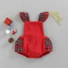 Barboteuses Mon Premier Noël Nouveau-Né Bébé Fille Sans Manches Barboteuse Rouge À Carreaux Imprimer Tenue Mignonne Combinaison Vêtements Cadeau De Noël J220922