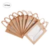 Jewelry Pouches 10Pcs Transparent Window Kraft Paper Gift Bags For Wedding Birthday Party Favor Storage Portable Packaging Box