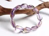 Strand Oval Jóias de Jóias de Cristal Breads Bracelet Genuine Natural Purple Yellow Quartz Charm Stretch