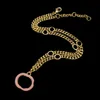 Mode Vintage Rond Double Lettre Collier Femmes Bijoux Superposés Accessoires pour Unisexe Designer Cadeaux Pendentif Bijoux pour Noël