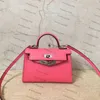 디자이너 핸드백 헤르메 컬러 핑크 22cm 미니 킬로 여성 여성 토트 정품 가방 어깨 가방 자물쇠 스카프 말 패션 레이디
