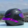 Motorcykelhjälmar Kvinnor Purple Carbon Fiber Hjälm Full ansikts racing med stor spoiler dot godkänd kapacete casque