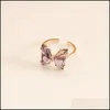 Cluster Rings Butterfly Ring Purple Fashion Temperament Sweet Romantic Female Jewelry Girl Wedding Gift 9 Colors Drop Delivery 2022 Dhhry