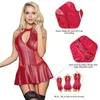 Damen-Nachtwäsche, Comeondear, sexy Nachtkleid, Übergröße, Neckholder, Kunstleder, mit Strumpfband, Dessous, Porno, ausgefallenes Nachtschlafkleid, Wet-Look