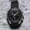 Relojes para hombres planeta biocer￡mico luna reloj completo quema cronograph Moving Watches Impermeabilizante de cuero luminoso Mu￱eca de pulsera con caja