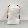 White Blank Santa Sacks With Drawstring Christmas Decoration Sublimation DIY Single Layer Canvas Gift Bag Large Capacity Candy Toy Bags