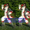 Grijs lang bont harige mascotte kostuum Husky hond Fox Wolf Fursuit volwassen stripfiguur outfit pak sportevenementen partij harde partij naar beneden zz7582