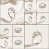 Anneaux de mariage Anneaux de mariage Mode Classique Bijoux Ensemble Cuivre Zircon Simple Sier Bague Couronne Dames Cadeau Fiançailles Commémorativewed Dhdbt