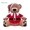 Outdoor Cute Large Inflatable Brown Bear Christmas Cartoon Mascot Model Air Blow Up Teddy Bear Balloon For Shopping Center Decoration