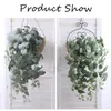 Dekorativa blommor Party Wedding Silk Greenery Bouquet Hanging Fake Plant Artificial Eucalyptus Leaves Plants