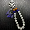 Keychains Greek Letter Society SIGMA GAMMA RHO Sorority Jewelry Poodle Pendant Keychain White Pearl Chain Key Ring