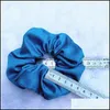 Hair Accessories Women Mticolor Silk Scrunchie Hair Accessories Elastic Handmade Hairbands Ponytail Holder Hairband Headband 35 Colo Dh5Ez