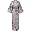 Vêtements de nuit pour femmes bleu royal jeune femme col en V paon Kimono robe demi manches Softy longue Robe de mariée lâche décontracté intime Lingerie