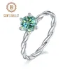 Cluster-Ringe GEM'S BALLETT 1 Karat grüner Moissanit-Ring für Damen, 585, 14 K, 10 K, 18 K Gold, 925er Silber, gewebtes Band, Solitär-Verlobung