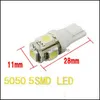 Ampoules de voiture 100X camion 12V 24V LED T10 194 168 W5W 5Smd 5050 Wedge Light BB Lampes de voiture Side Marker Clearance Blanc Vert Drop Livraison Dhn2E