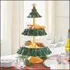 Decorazioni natalizie Snack natalizio Snack Snack a 2 livelli in resina alimentazione Servizio per cupcake Porta di cupcake decorazioni da tavolo ornamenti rack dheyw