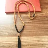 Pendentif Colliers Onyx Noir 108 Mala Perles Coeur Chakra Collier Racine Yoga Rudraksha Prière Gland Bodhi