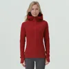 LU-9152 Felpe con cappuccio da donna Felpe Completo da yoga Cardigan spazzolato Abbigliamento sportivo Giacche esterne Abbigliamento outdoor Casual Corsa per adulti Manica lunga Con cappuccio