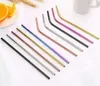 6x215mm Reusable Drinking Straw Metal Straws 304 Stainless Steel Straws Set Bar Cocktail for Glasses Drinkware 2000pcs DAF508