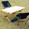 Camp Furniture 120 cm/90 cm OEM Outdoor faltbarer Camping-Schreibtisch aus Holz, tragbarer Strand-Ei-Roll-Holz-Klapptisch für Picknick, Grillen