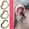 Backs Earrings One Pcs Fashion Heart Shape Premium Design Colorful Micro Pave Zircon Cool Ear Clips Non Pierced For Woman Jewelry