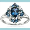 Anneaux de mariage Wish Selling Ladies Party Light Blue Gem Ring Sier Plaqué Accessoires Brit22 Drop Delivery 2022 Bijoux Dh2Ow